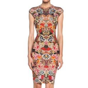 Alexander McQueen Floral Midi Dress in Multicolor